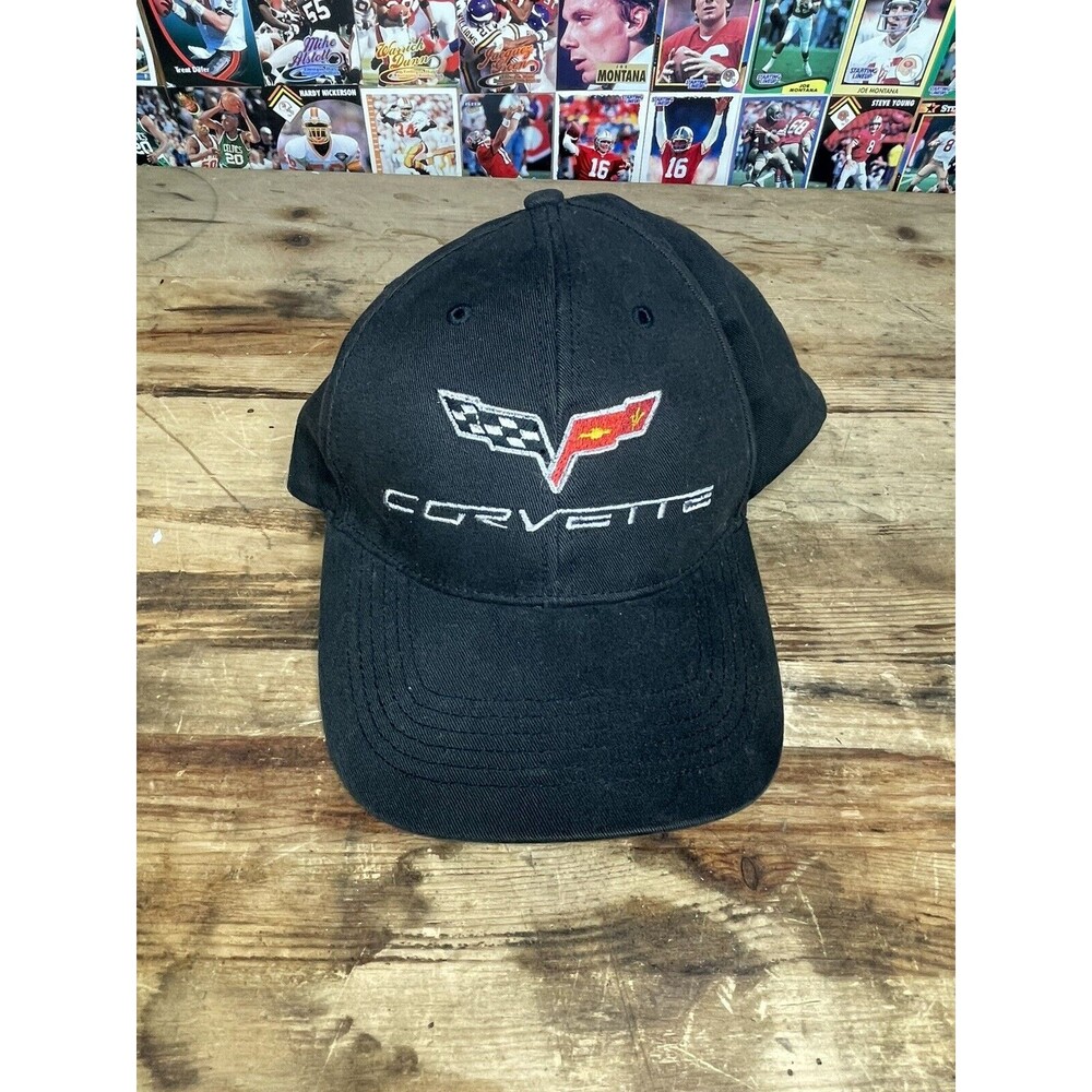 Corvette Richardson 272 Adjustable Leather Strapback Baseball Hat Cap Black